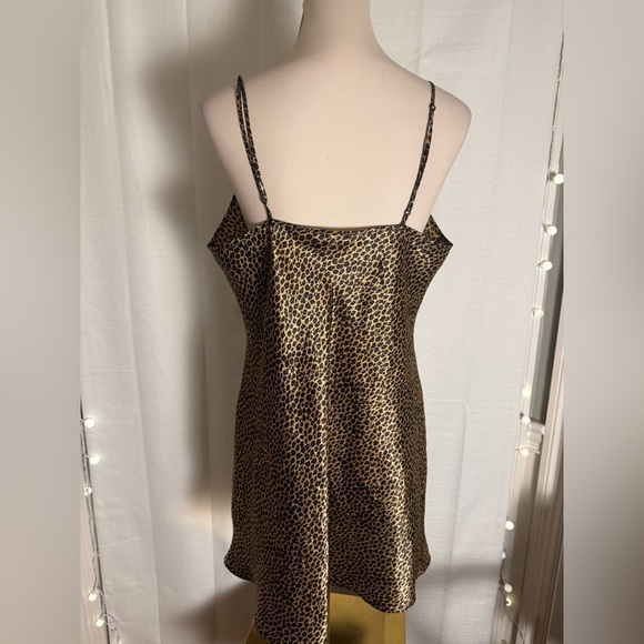 Leopard Print Satin Slip Dress L Silky Nightie Cami Lingerie Sleepwear Large - Picture 4 of 7